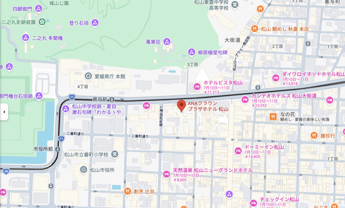ANAクラウンプラザホテル松山の地図